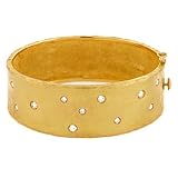 18k Yellow 22mm Hammered 0.66ct Diamond Bangle - 7 Inch