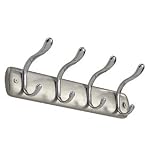 Bruschia Four Hook Wall Mounted Coat Rack (Brushed Chrome) (3.75"H x 13"W x 3"D)
