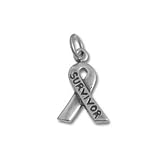 Breast Cancer Survivor Sterling Silver Ribbon Charm