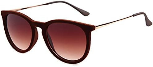 Guoxuan Unisex Velvet Round Frame Sunglasses Brown