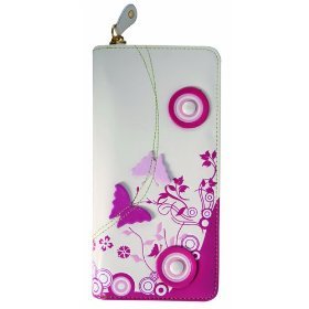 Retro Flower Applique Ziparound Wallet