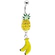 Enameled Pineapple Banana Dangle Belly Ring