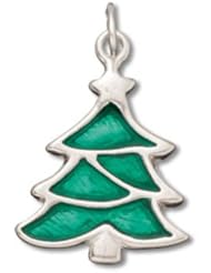 Genuine Raposa Elegance (TM) Green Enamel Christmas Tree Charm Pendant (21 x 15 mm). 100% Satisfaction Guaranteed.