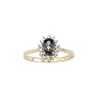 14K Yellow Gold 0.02 ct. Diamond and 3/8 ct. Oval Shaped Mystic Topaz Ring
