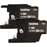 Brother Printer LC752PKS 2 Pack of LC-75BK Cartridges Ink - Retail Packaging