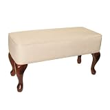 Medium almond microsuede bench with 10in. Queen Ann legs