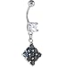 Crystalline Black DIAMOND CHARM Dangle Belly Ring