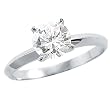 Solid 14k White Gold Round Solitaire CZ Cubic Zirconia Engagement Ring 1.0 ct