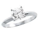 Solid 14k White Gold Round Solitaire CZ Cubic Zirconia Engagement Ring 1.0 ct
