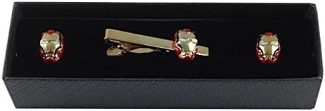 Red and Gold Iron Man Tie Clip Cufflink Gift Set