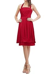 Chiffon Pleated Knee Length Short Halter Evening Dress/Bridesmaid Dress/Prom Dress/Party Dress 