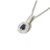 9ct Gold 0.37ct Saphire Diamond Pendant, 18" Chain
