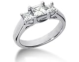 0.54CTW Trellis Three Stone Princess Cut Diamond Ring in 14k White Gold