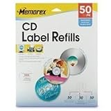 MEM00412 - CD Label Refills, f/ Inkjet/Laser, 50/PK, White Matte