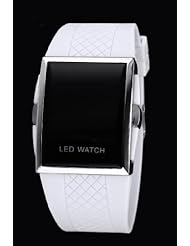Youyoupifa New Fashion Black Dial White Silicone Band LED Sports Wrist Watch£¨Unisex£©