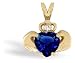 14K Yellow Gold Heart Created Sapphire and Diamond Celtic Claddagh Pendant