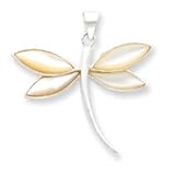 Sterling Silver White Shell Dragonfly Pendant