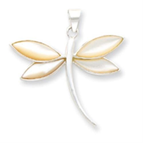 .925 Sterling Silver White Shell Butterfly Pendant