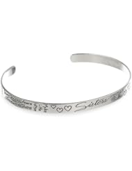 Sterling Silver "Sisters, Make Life Better, Forever Friends" Cuff Bracelet