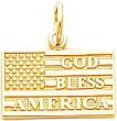 14K Gold God Bless America USA Flag Charm