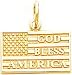 14K Gold God Bless America USA Flag Charm