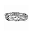 Stainless Steel Polished Bracelet with Cubic Zirconia - 8'' long