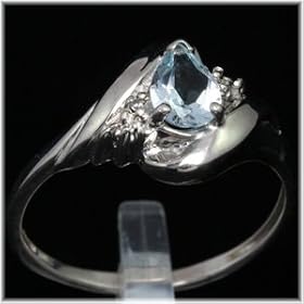 10K White Gold Aquamarine and Diamond Estate Ring by 