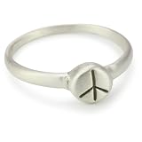 Satya Jewelry Silver Etched Peace Ring, Size 7