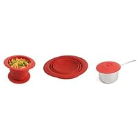 Trudeau Strainer/Steamer with Lid 6-3/4-Inch, Red