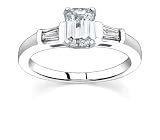 0.9 CT EMERALD DIAMOND 18K WHITE GOLD RING NEW