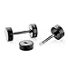 JewelrieShop Black Faux Gauges Plugs Earrings for Men Stainless Steel Dot Disc Studs Circle Flat Back Cheater Tunnel Dumbbell Earrings Women(18 Gauges,2 Pairs,3-14mm,Black and Silver)