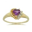 Amethyst & Diamond Heart Ring in Yellow Gold