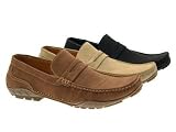 MENS MOCCASIN MULE LOAFERS FLEXIBLE SOLE SHOES BLACK TAN BROWN FAUX SUEDE SIZES 6 -11