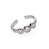 Eve's Addiction Sterling Silver CZ Bubbles Toe Ring