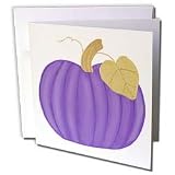 CherylsArt Holidays Halloween - Purple Pumpkin with Gold Leaf - Greeting Cards-6 Greeting Cards with envelopes