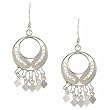 Round Filligree Dangle Chandelier Earrings in Sterling Silver