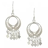 New Sterling Silver Chandelier Earrings Round Filigree