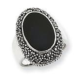 Sterling Silver Marcasite and Onyx Ring