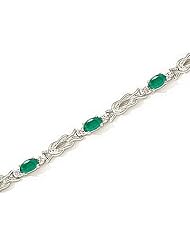 14kt Yellow Gold Oval Emerald and Diamond Bracelet