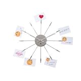 Wall Clock Memo Photo Holder Novelty - Silver