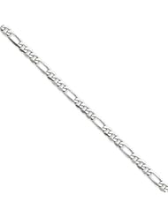 8 Inch 14k White Gold 4.0mm Flat Figaro Chain Bracelet