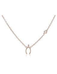 Shy by Sydney Evan Wishbone Necklace with Diamond Bezel, 15.25"+Extender 1"