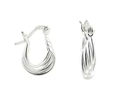 Small Twisted Hoops Sterling Silver Latching Hoop Earrings