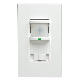 Leviton PR150-1LW 500W, Single Pole, 150 Degrees, 350 sq. ft. Passive Infrared Wall Switch Occupancy Sensor, Residential Grade, White