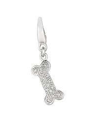 Sterling silver 0.08ct TDW Diamond Dog Bone (Charm)