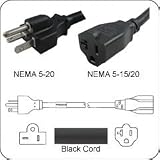 PowerFig PF52012E120 Extension Power Cord NEMA 5-20 Plug to NEMA 5-20 Connector 10 Feet 20a/125v 12/3 SJT