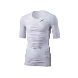 YONEX ヨネックス MUSCLE POWER Vネック半袖Tシャツ《メンズ：ホワイト》高機能アンダーウエア STB-1001-011の画像