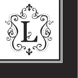 Monogram Black & White Cocktail Napkins - L