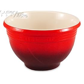 Le Creuset 2-5 8-Quart Small Ribbed Rim Stoneware Mixing Bowl, Red by Le Creuset