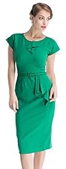Polyester/Rayon/Spandex Keyhole Belted Vintage Bodycon Dress/Party Dress  With a Sash 